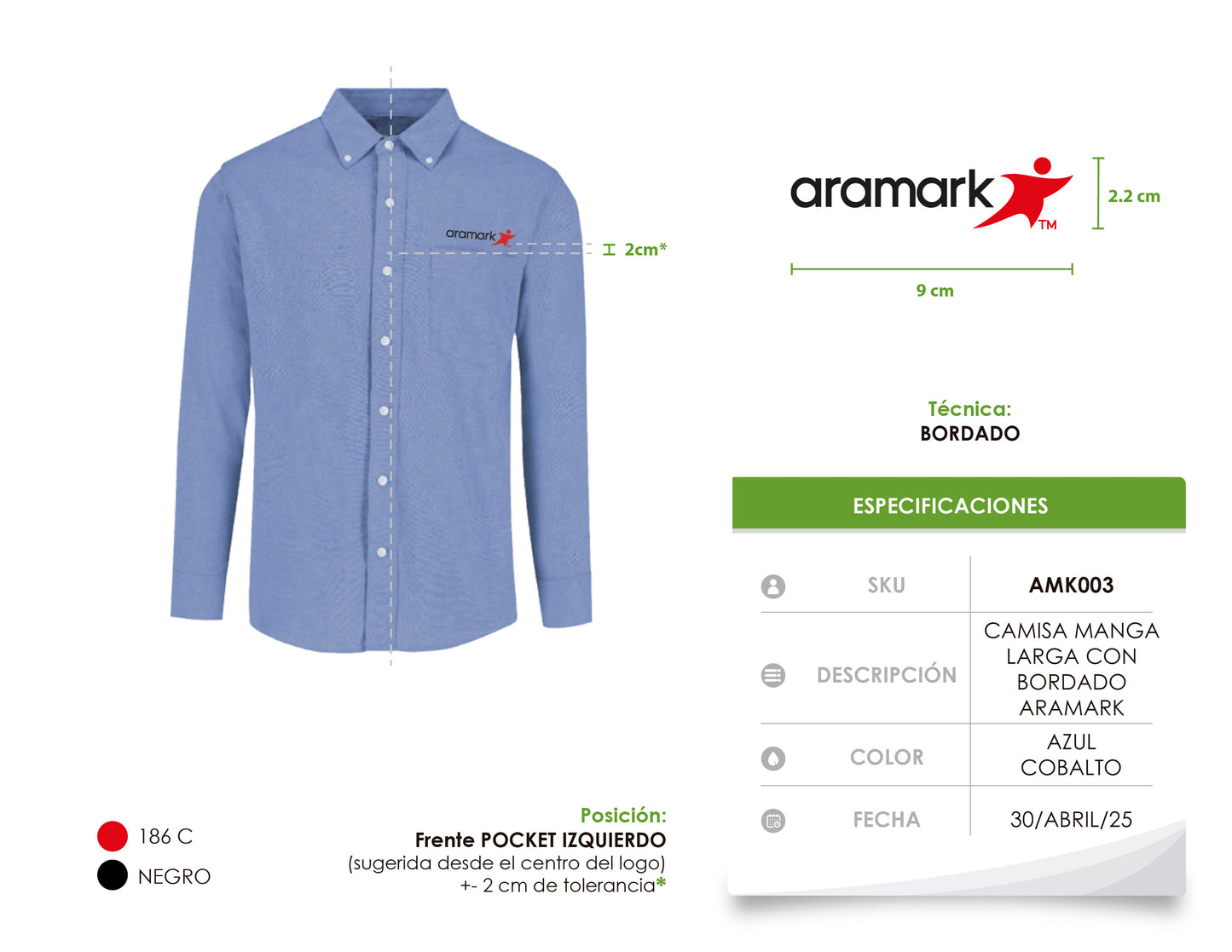 AMK003 / CAMISA EJECUTIVA OXFORD HOMBRE MANGA LARGA AZUL CIELO
