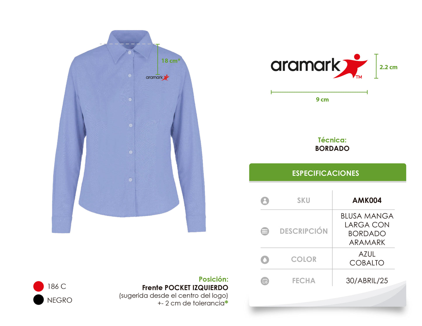 AMK004 / BLUSA EJECUTIVA OXFORD DAMA MANGA LARGA AZUL CIELO