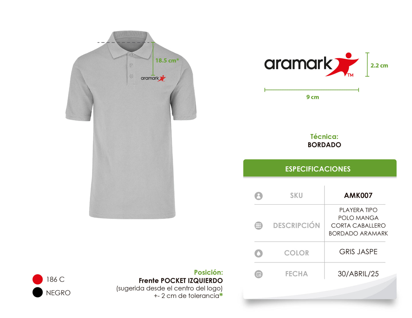 AMK007 / PLAYERA TIPO POLO CABALLERO CON BORDADO ARAMARK