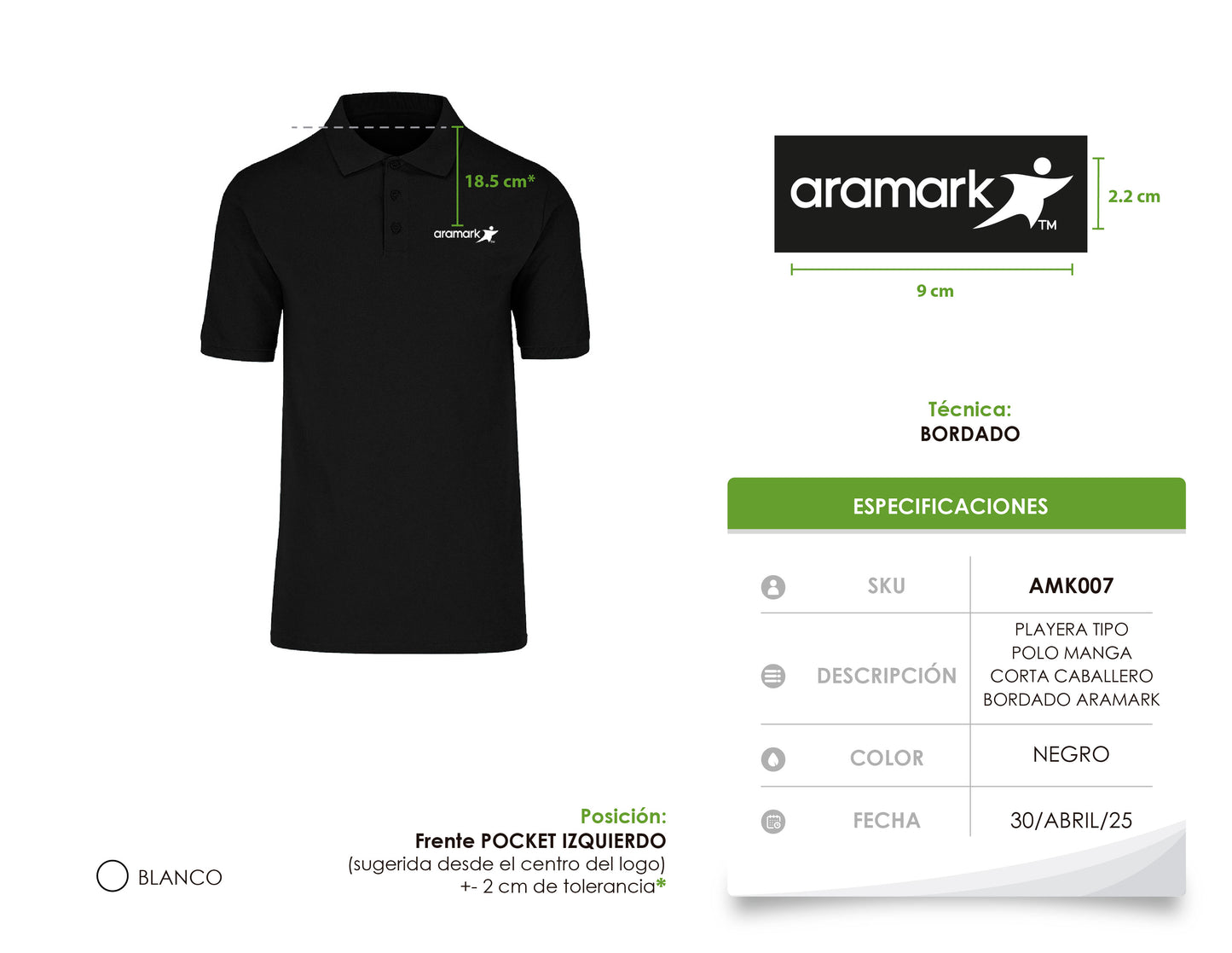 AMK007 / PLAYERA TIPO POLO CABALLERO CON BORDADO ARAMARK