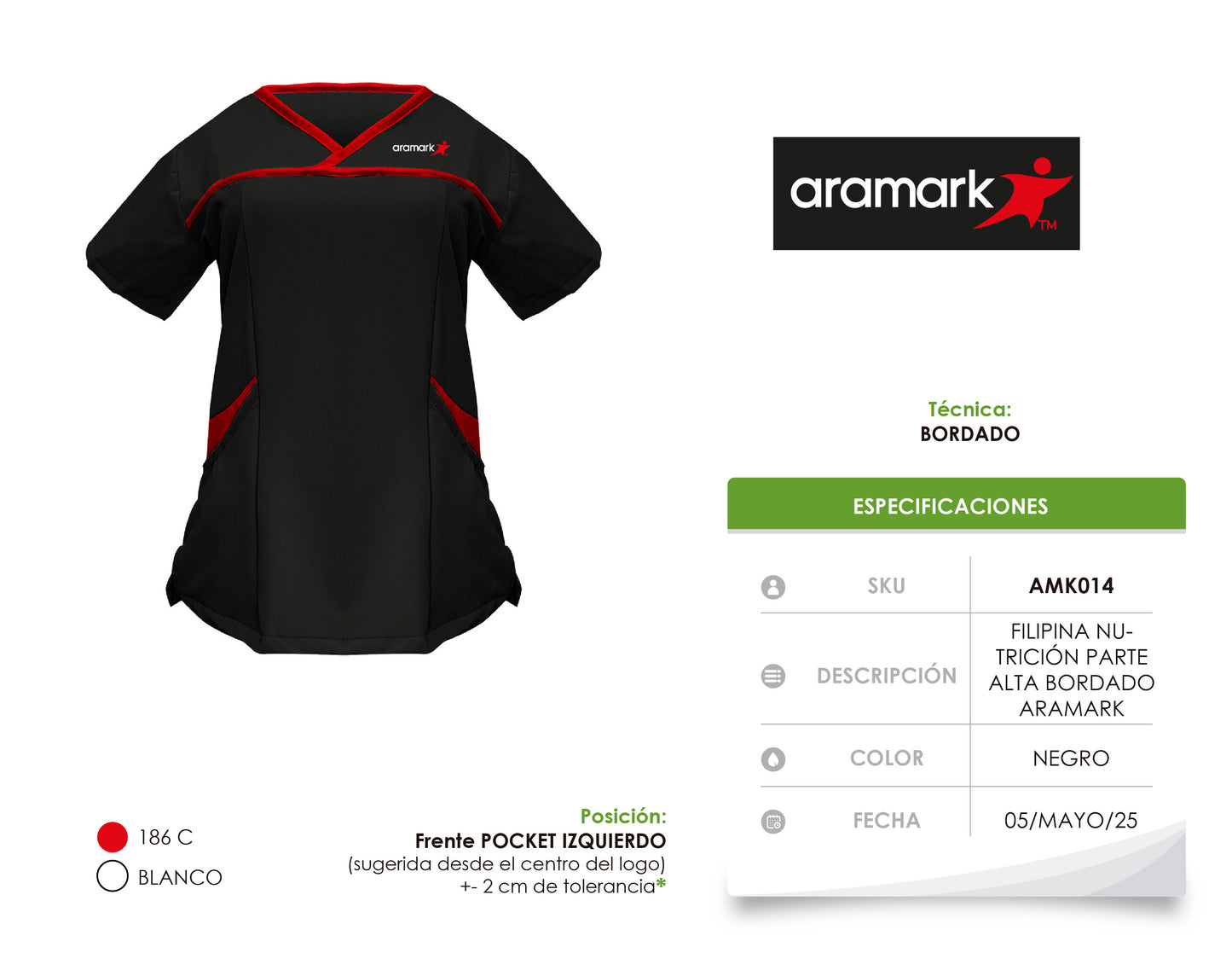 AMK014 / FILIPINA NUTRICIÓN DAMA PARTE ALTA COLOR GRIS OSCURO. BORDADO ARAMARK