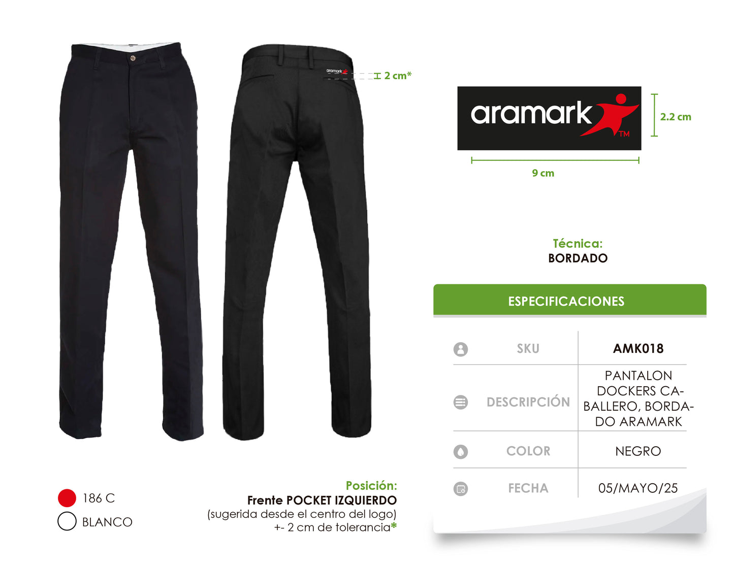 AMK018 / PANTALÓN DOCKERS CABALLERO. BORDADO ARAMARK