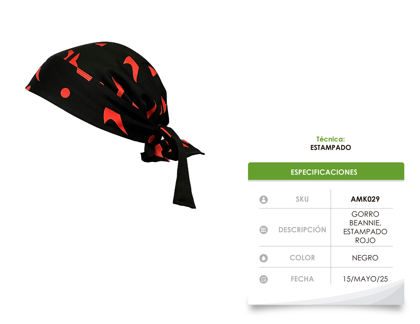 AMK029 / GORRO BEANNIE ESTAMPADO ROJO