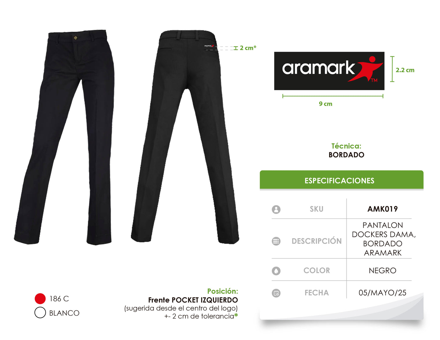 AMK019 / PANTALÓN DOCKERS DAMA. BORDADO ARAMARK