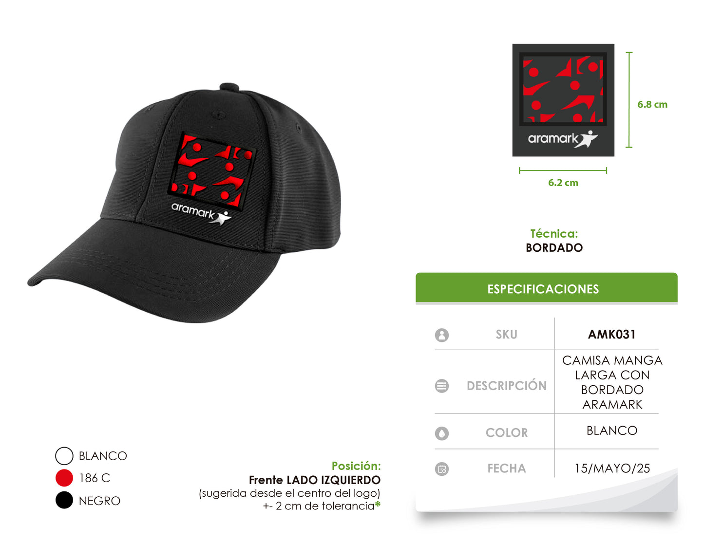 AMK031 / GORRA DRYFIT NEGRA CON PARCHE BORDADO