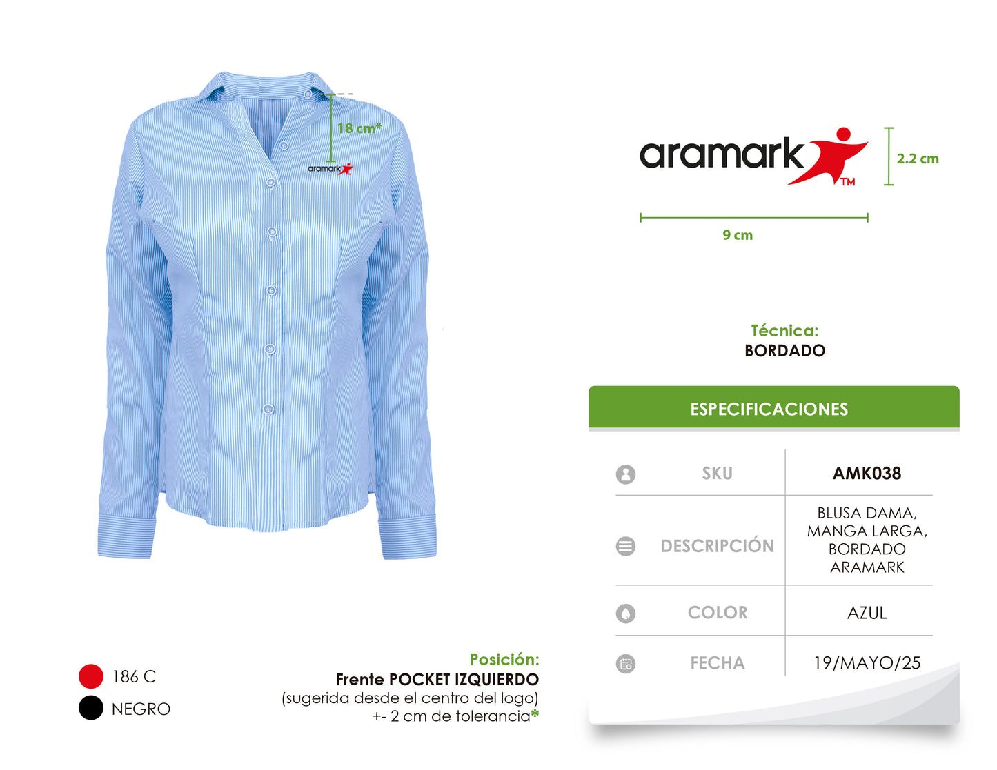 AMK037 / BLUSA EJECUTIVA MIL RAYAS DAMA MANGA LARGA AZUL CIELO