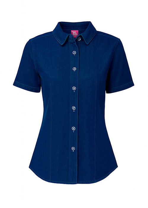 BIBO / BLUSA MEZCLILLA MANGA CORTA